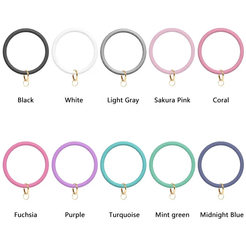 New Round Shape Women Silicone Bangle Key Ring