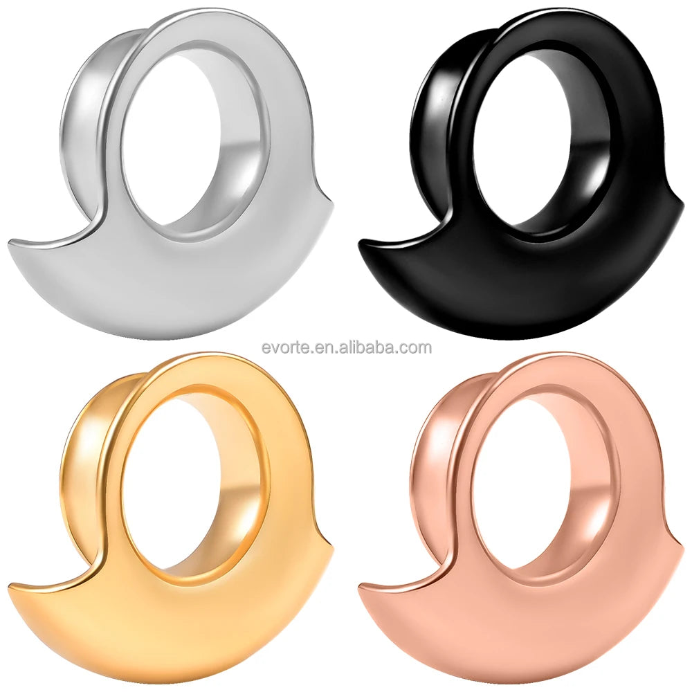 Evorte 316L Stainless Steel 6-16mm Rose Gold Unisex Ear Plugs Tunnel Earrings Stretcher Hollow Gauges Expander Piercing Jewelry