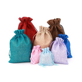 Custom Printed 10x14cm Jute Drawstring Burlap Bags Custom Logo Small Hemp Gift Pouches