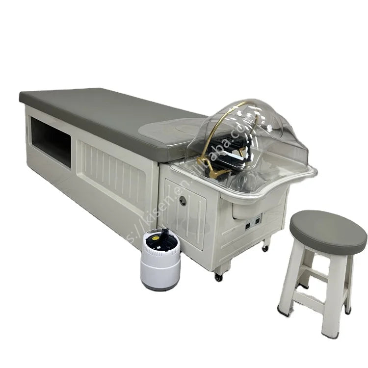Kisen Luxury Hot Sale No Plumbing Hair Washing Chairs Lay Down Table White Barbershop Shampoo Bed for Hair Beauty Salon