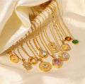 Figaro Necklace Gold Plated Stainless Steel Pendant Necklace for Women Vintage Style Necklace Zircon Gemstone Jewelry
