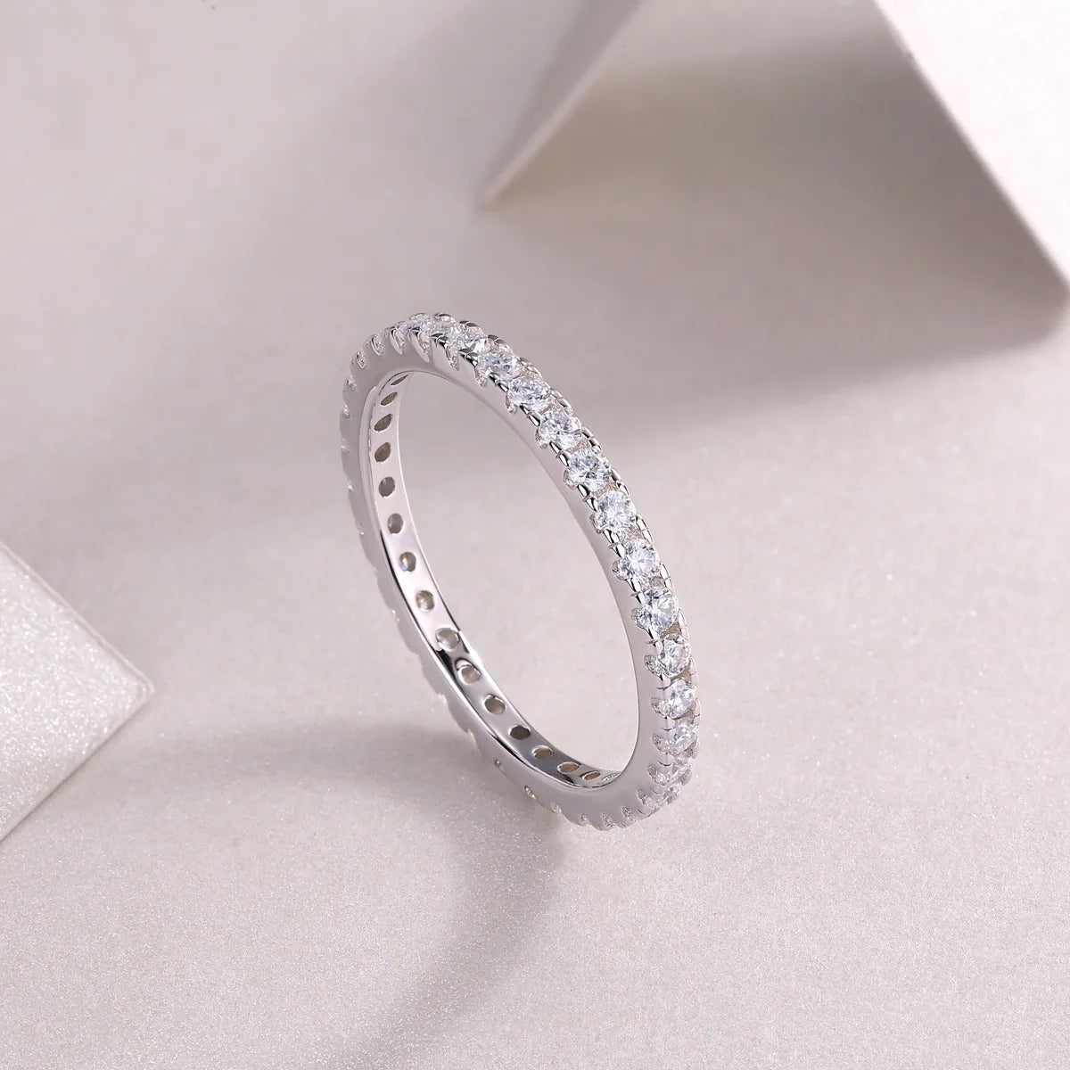 New Customized Solid Gold Jewelry S925 Silver Ring Brilliant 925 Silver Moissanite Eternity Band Ring Weddings Parties