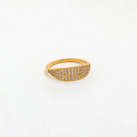 Joolim 18K Gold Plated Stone Never Fall CNC Inlay Tarnish Free Luxury Dainty Layered Zirconia Pave Stainless Steel Rings