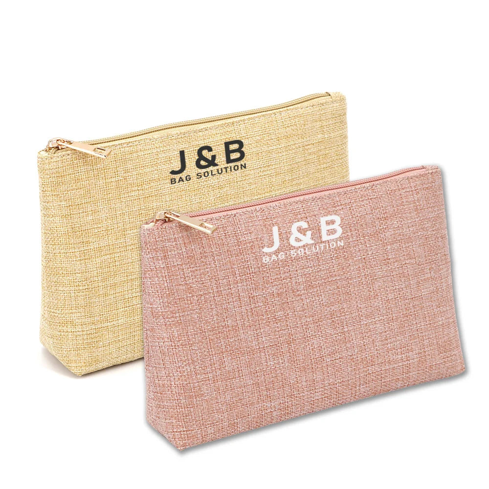 Logo Customized Linen Pouch Bag New Arrival Linen Cosmetic Bag With Printing Eco Friendly Cosmetic Zip Pouch for Promotion