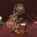 Wedding Table Number Sign Gold Acrylic Construction with Delicate Rose Branch Accents Designed