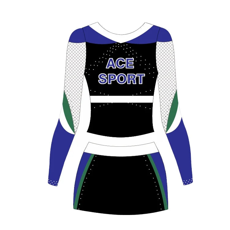 Ace Sports Wholesale Cheap Price Cheerleader Wear Long Sleeves Spandex Cheer Outfits Girls Competition Wear Cheerleading Uniform