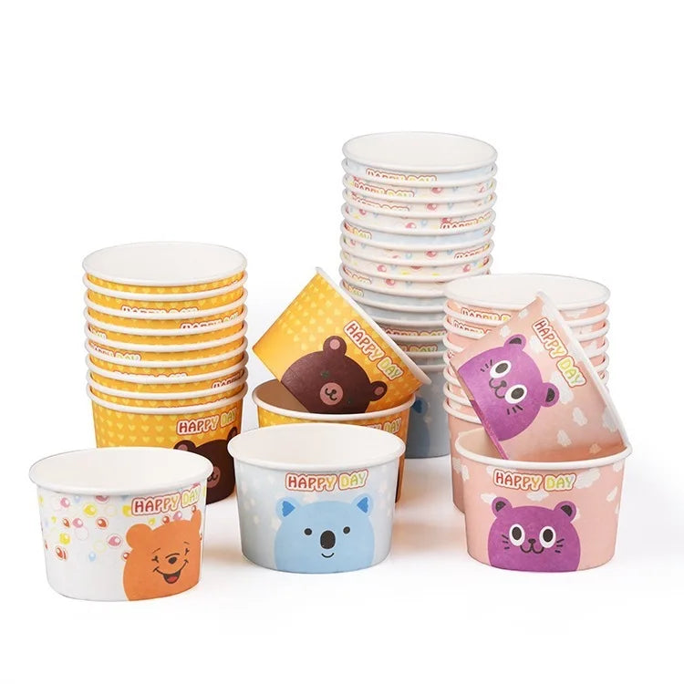 Factory Price 100 % Biodegradable Packaging Disposable Eco Friendly Ice Cream Paper Cups With Lid