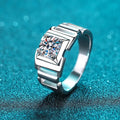 Aimgal GRA Certified Mens 2ct Round Brilliant Cut Moissanite Ring D-VVS1 3EX Prong Setting in S925 Silver Plated Pt950