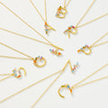 FUAMAY Women's Classic Gold-Plated Arabic Letter Necklace Zircon-Incarnated Link Chain Featuring Letters a Z Collares Para Mujer