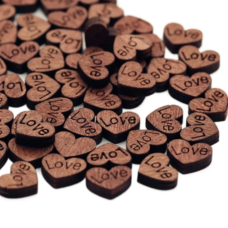 12*15mm Mini Rustic Wooden Hearts Natural Color Printed Logo Begreen Brand DIY Craft Project Wedding Table Scatter Valentine's