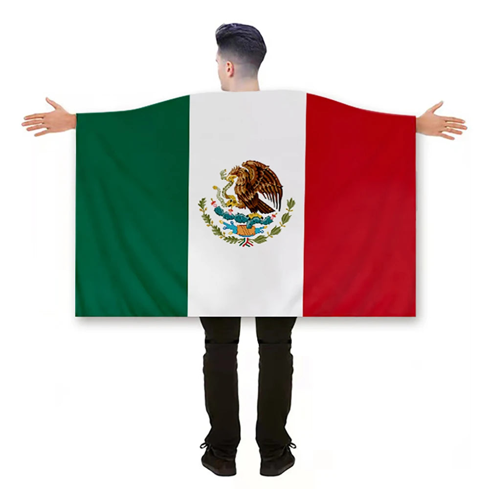 Promotional Product 48h Fast Delivery Mexican Cape Flag 100%polyester Double-side Custom Mexican Cape Flag