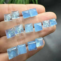Spiritual Chakra Healing Crystal Natural Aquamarine square Stud Earrings for Anti Stress and Anxiety