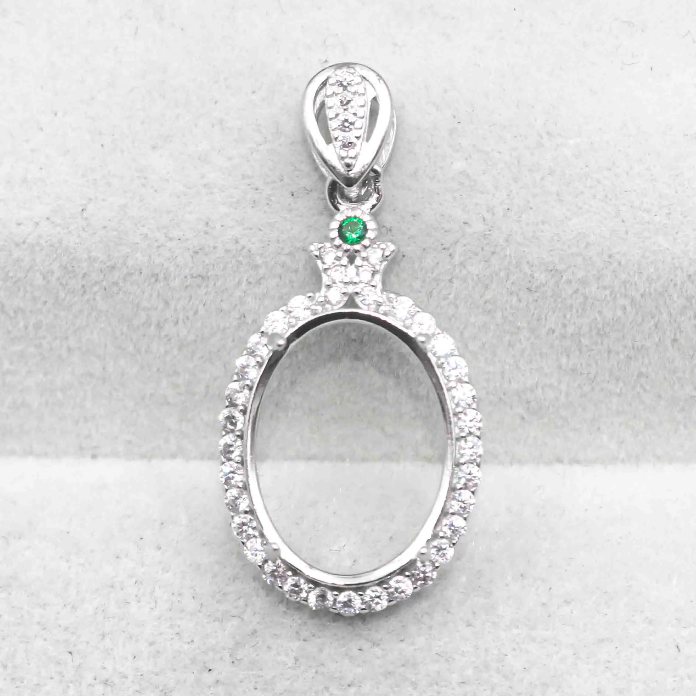 Sterling Silver 11*14mm Semi Mount Pendant Empty Frame Blank Support Setting S925 Base Holder Without Center Stone for DIY Inlay
