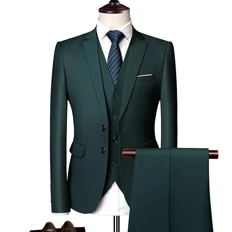 2024 New Men's Single Breasted Business Casual Suit Hot Sale White Two-Piece Suit Plus Size & Breathable for Work