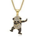 Fine Fashion Jewelry Hip Hops Street Dance Pendant Stainless Steel Animal Panda Diamond Pendant Necklace