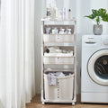 3-Tier Laundry Basket Cart Rolling Storage Cart Plastic Clothing Toy Storage Organizer Laundry Sorter with Removable Basket MegaBDM