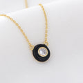 Classic Cute Design Gold Plated Zirconia Round Dripping Oil Enamel Chain Pendant Choker Necklace 925 Silver Jewelry