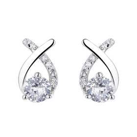 Fine Jewelry Kids Earrings Silver 925 Sterling Cross Design Gemstone Stud Earrings for Women
