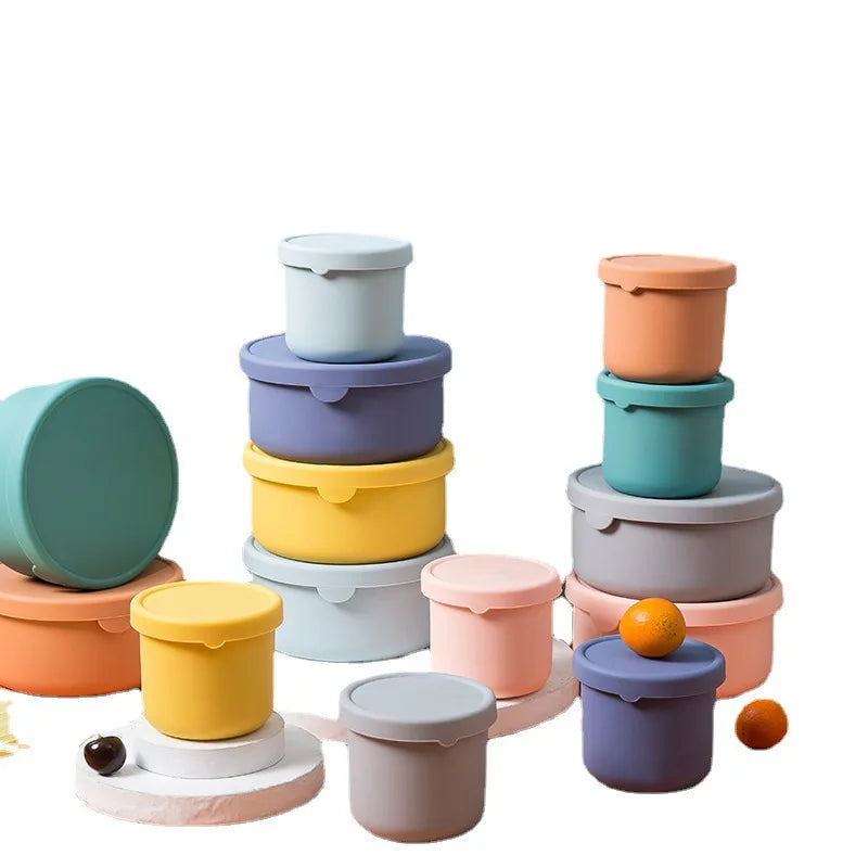 Silicone Lunch Bento Box for Students Leak Proof Food Storage Container Set Oven Microwave Freezer and Dishwasher Safe