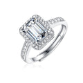 New Arrival 1Carat 2Carat Adjustable Sterling Silver 925 Ring for Women Square Moissanite Engagement Ring Girl