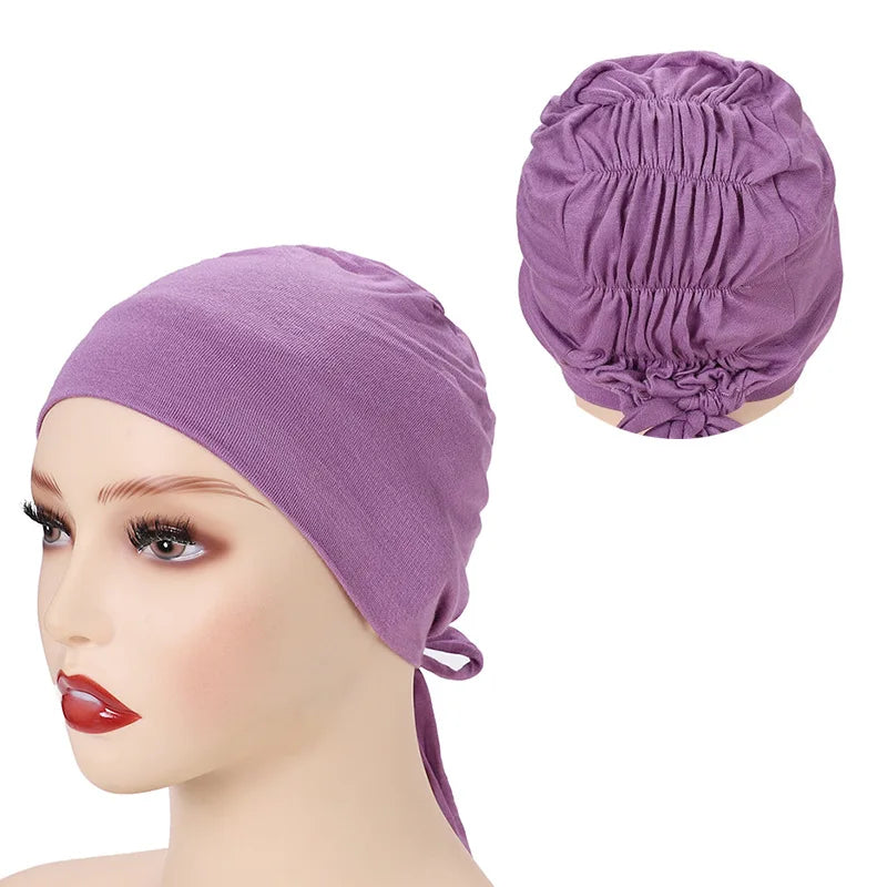 Muslim Women Hair Bonnets Wholesale Solid Color Hijab Scarf for Women Soft Cotton Underscarf Turban Cap Stretch Hijabs Tube Caps