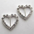 Silver Heart Rhinestone Diamante Ribbon Buckle Buckles Slider DIY Jewelry Clothing Wedding Dress Accessories