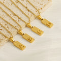Cute Small Stainless Steel Waterproof Hiphop Jewelry Gold Matt Bar 26 Letter Initial Pendant Necklace for Women