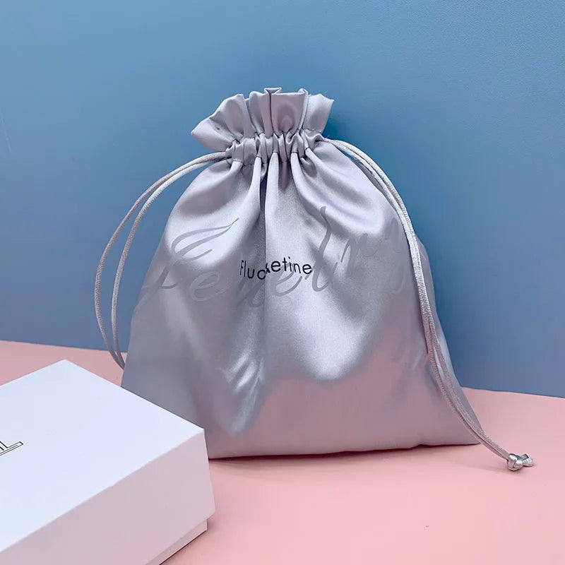 Custom Silver Dust Satin Bag with Logo