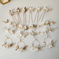 Handmade Vintage Country Wedding Hair Clips Ceramic Flower Hair Pins Headband for Women Bridal Fancy Headpiece for Prom Jewelry