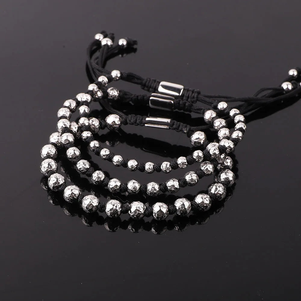 New Design Unique Stainless Steel Ball Rope Knot Adjustable Bracelet Women Men JBS12431