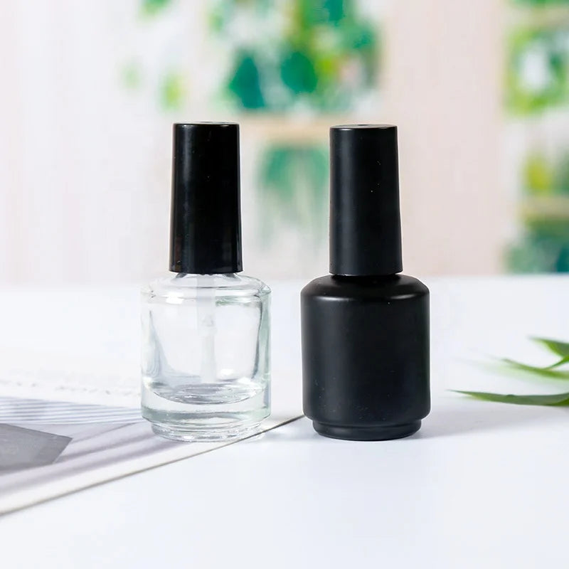 Empty Fancy Custom UV Gel Round Clear Amber Matte Black Glass 15ml Nail Polish Bottle