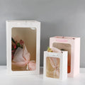 Hot Sale Tote Bag Transparent Windows Merry Christmas Coffee Flower Dress Marble Paper Bag for Shopping