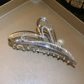 Full Rhinestone Sparkling Heart Pearl Shark Clip Fashion Head Ornament Hair Claw Catch Clips Back Head Metal Alloy Hairpin