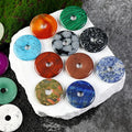 40mm Natural Gemstone Donut Rings Loose Big Hole Beads Healing Crystal Peace Buckle Charms for DIY Fashion Pendants Charms