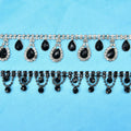 Black Tear Drop Rhinestone Pendant Tassel Trim Crystal Metal Bead Chain for Jacket Jeans Clothing Bikini Decoration Accessories