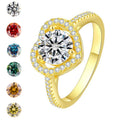 Fine Round Cut 1CT VVS1 Colored Moissanite Jewelry GRA Certified 925 Silver Gold Plated Circle Set Heart Halo Rings for Couple MegaBDM