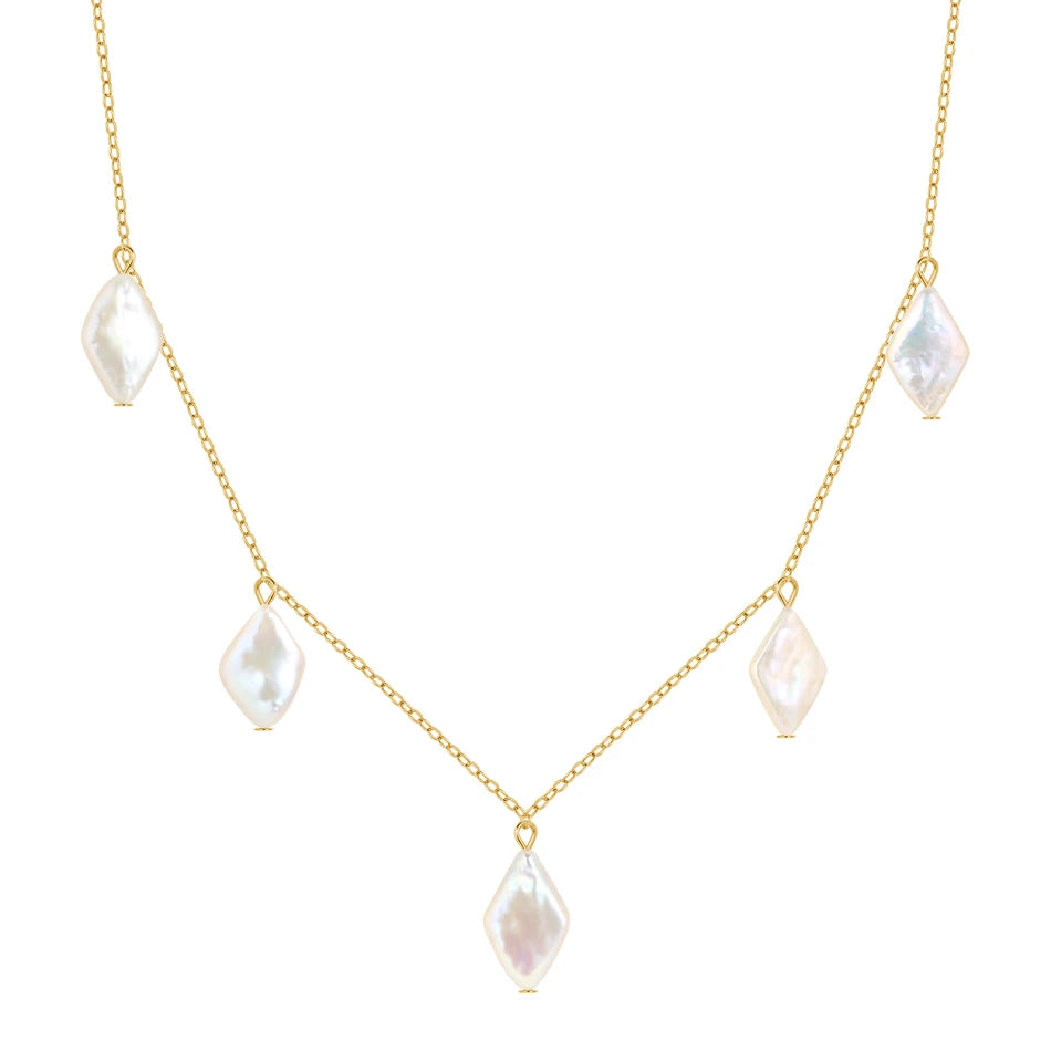 Minimalist Natural Pearl Jewelry 925 Sterling Silver Necklace 18k Gold Plated Freshwater Pearl Necklace
