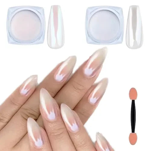 Wholesale Popular Glitters High Light Nail Magic Mirror Chrome Powder Moon Powder Mirror Pearl White Aurora Powder