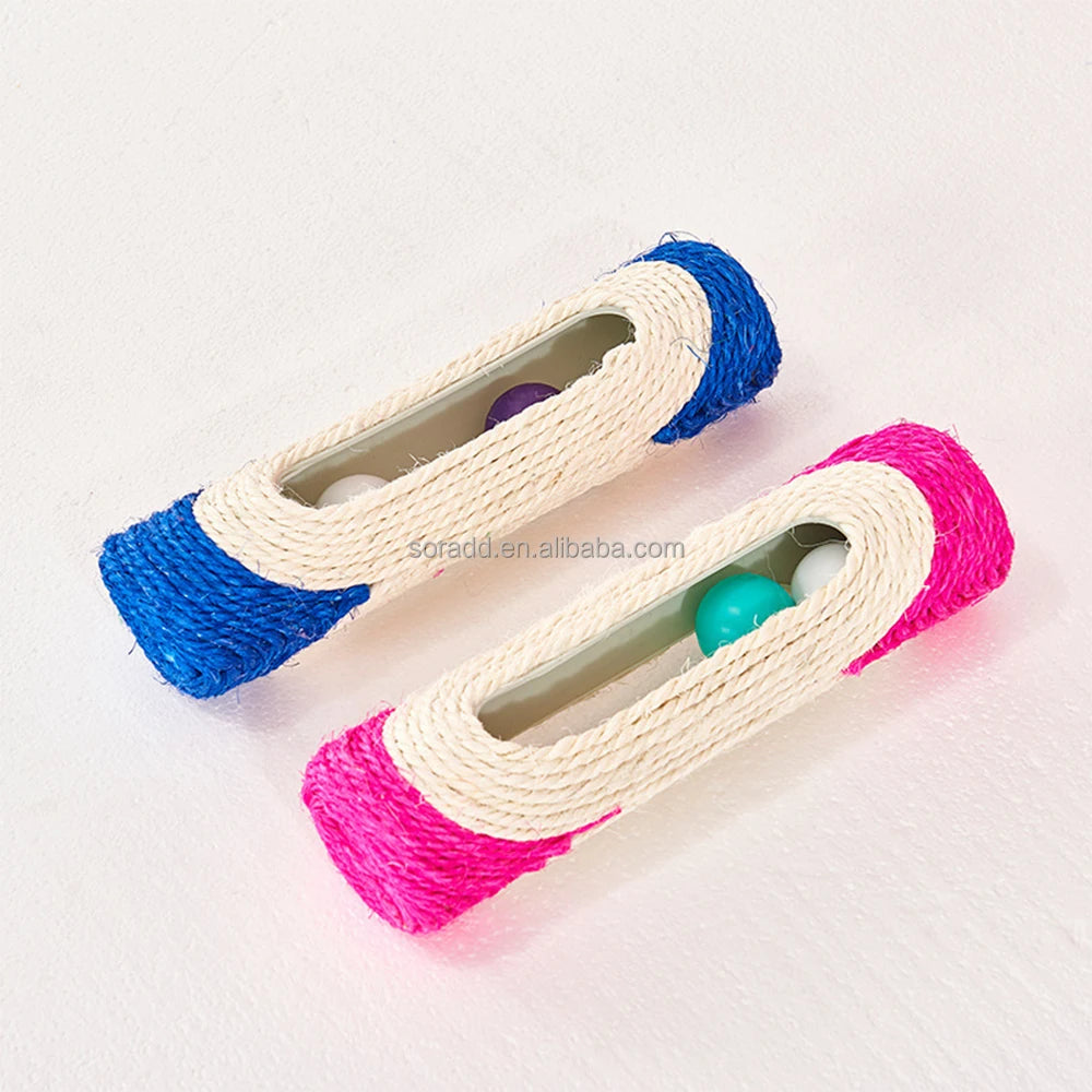 Cat Kitten Toys Rolling Sisal Scratch Board Roller with 3 Ball Exercise Training Tool Cat Toy