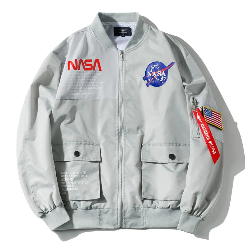 Autumn Men's NASA Vintage Baseball Flight Varsity Bomber Jacket XL Plus Size Custom Logo Reversible Stand Collar Waterproof