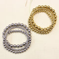 Anti Corrosion Materials Stainless Steel Beads Triple Stack Ball Stretch Bracelets Set