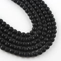 Wholesale 8MM Dull Polish Matte Black Football Crystal Glass Round Beads for Jewelry Making DIY