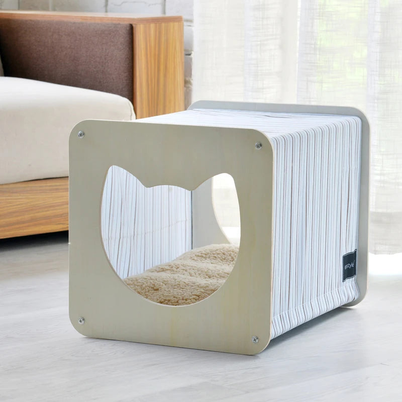 Factory Wholesale Luxury Cat Beds Cats Houses Made of Interlocking Fabric for Pets Puppy House
