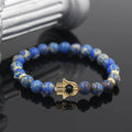 8mm Natural Lapis Blue Navy Blue Sea Sediment Turquoise Imperial Jasper Inspirational Charm Beaded Stretch Bracelet
