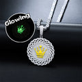 Dropshipping Glow in the Dark Jewelry Gift 925 Sterling Silver Full VVS Moissanite Diamond Round Crown Disc Pendant MegaBDM