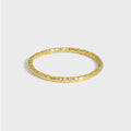 S990 Sterling Silver 18K Gold Plated Texture Hammer Hypoallergenic Irregular Stacking Finger Ring for Women