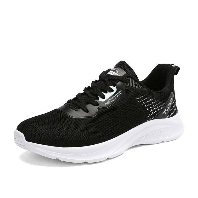 Men's Solid Colour Fashion Trainers Lace up Mesh Breathable Men's Running Shoes Outdoor Casual Comfortable Men's Sports Shoes
