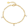 Nagosa Popular Jewelry 925 Sterling Silver 18k Gold Vermeil Cubic Zirconia Paperclip Chain Bracelets for Women