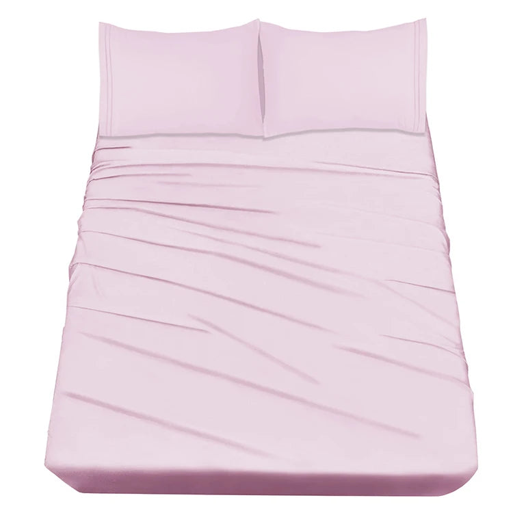 Simple Style Hot Sale Bed Sheet Set 4pcs Brushed Microfiber with Polyester Filling Solid Pattern for Home or Hotel