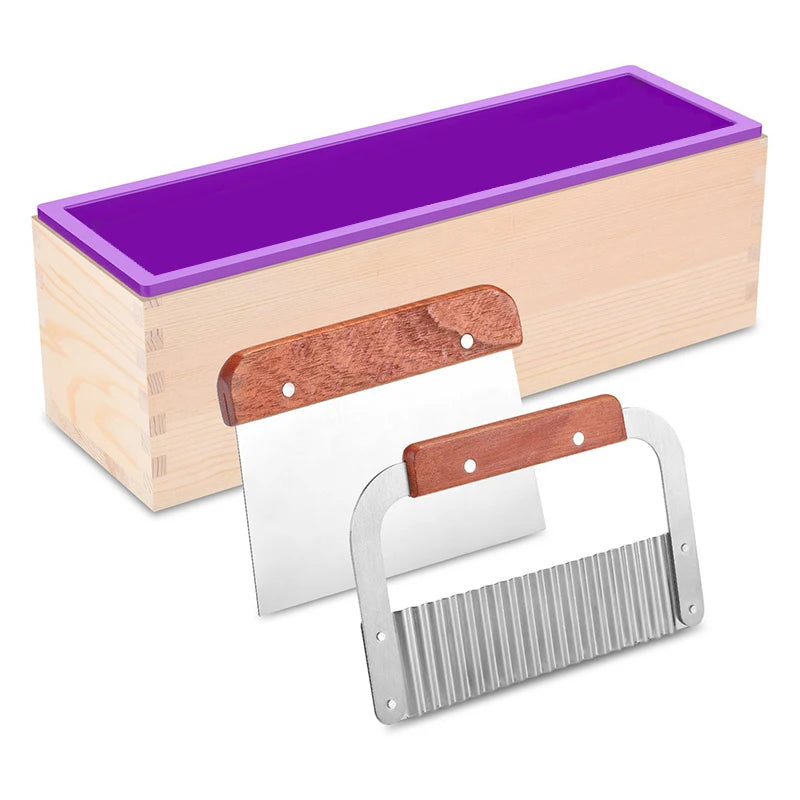 Silicone Soap Mold Handmade Making Tool Set Adjustable Cutting Box With 2 Pieces of Stainless Steel Cutter Wholesale Thickened
